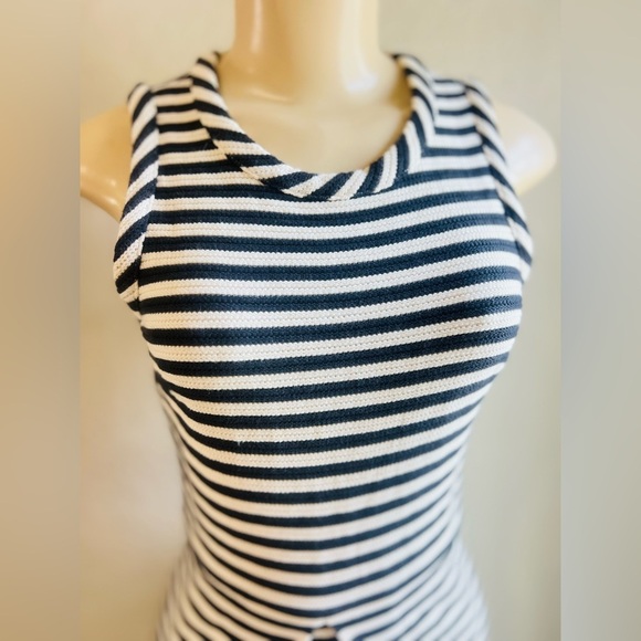 MADEWELL Black and White striped fit and flare dress XS - Picture 5 of 16